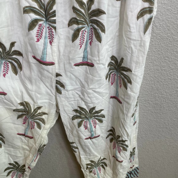 Roller Rabbit Large Morjim Palm Emanelle Jumpsuit White 100% Cotton Sleeveless - Picture 4 of 11